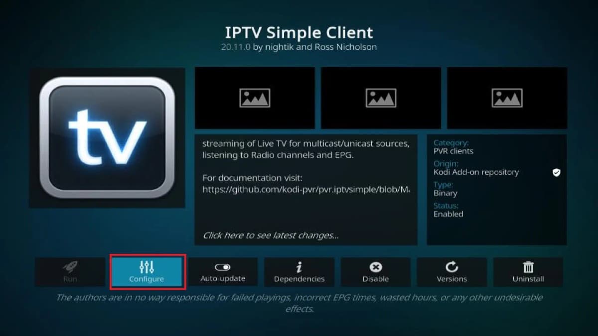 Configure IPTV Simple Client